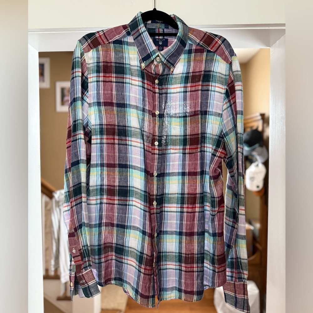 Gant Men's Multicolor Plaid Shirt Large